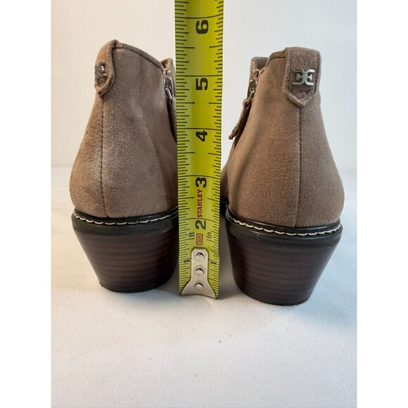 Sam Edelman Pryce Women's Size 8.5M Taupe Suede Zip Block Heel Ankle Bootie - Picture 10 of 16